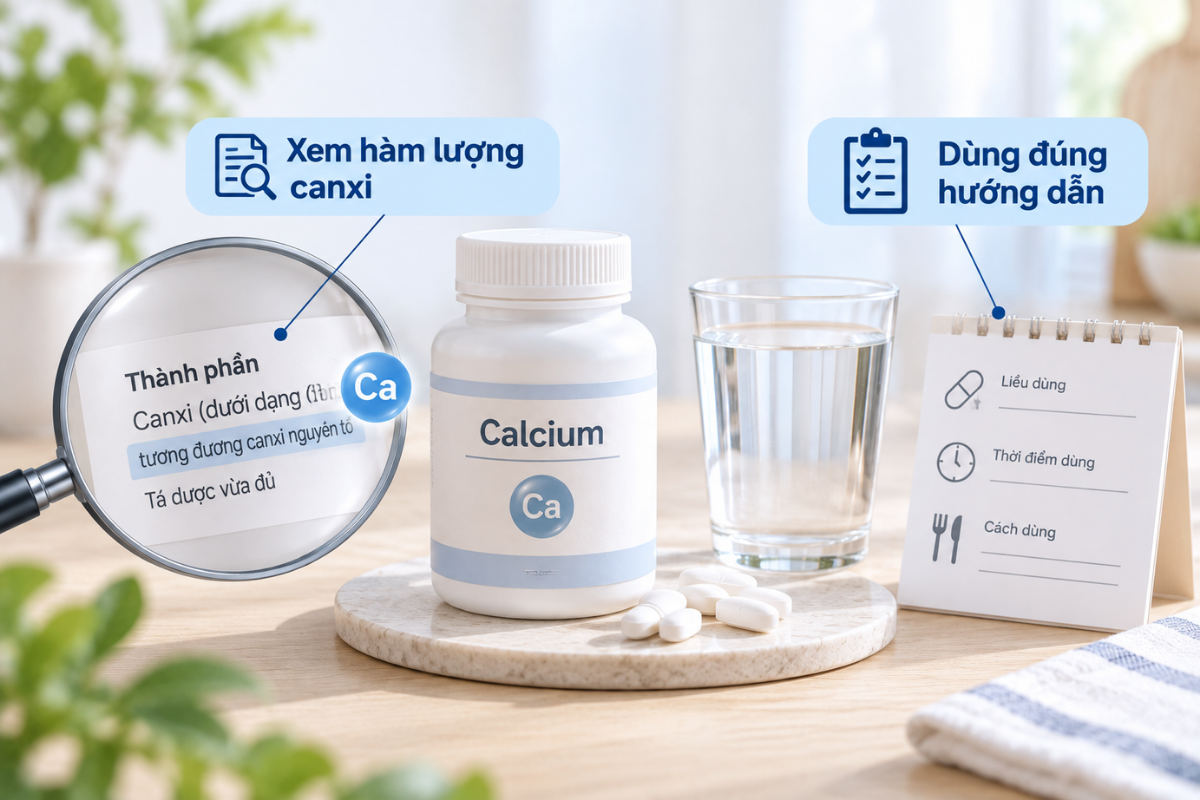 Khi bổ sung canxi, nên xem hàm lượng canxi nguyên tố và dùng đúng hướng dẫn